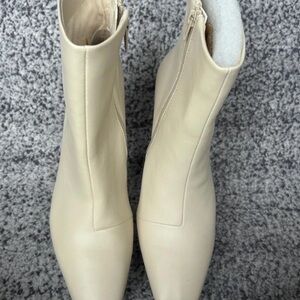 Alfani Cream Pointed Toe Ankle Boots with Side Zip Closure
